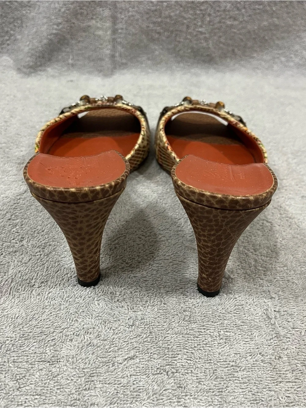 Gucci Multicolor Raffia Bamboo Horsebit Mules size 38 - Picture 4 of 11